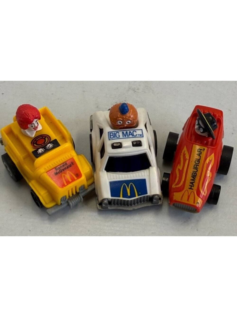 Vintage McDonald's Fast Macs Pull Back Car Lot 3 1985 Ronald Hamburglar Big Mac
